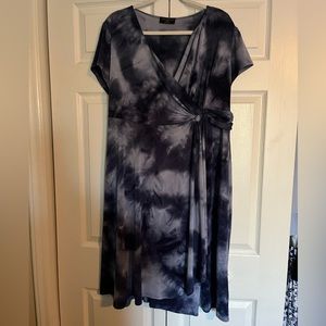 Lane Bryant Blue Tie Dye Surplice Dress Size 18/20 Petite